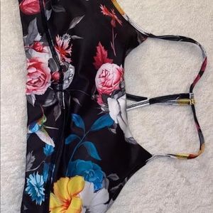 Black Floral Sports Bra